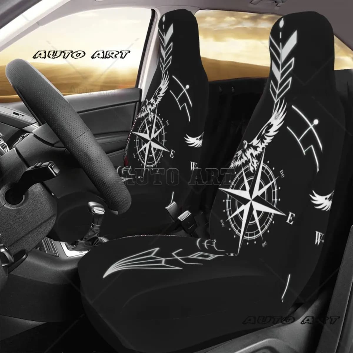 Navigator Compass Car Seat Cover Custom Printing Universal Front Protector Accessories Cushion Set