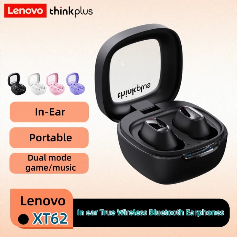 Auricolari Bluetooth True Wireless Lenovo XT62, Audio HiFi, Cuffie con Cancellazione del Rumore, Leggeri Auricolari In-Ear per Gaming