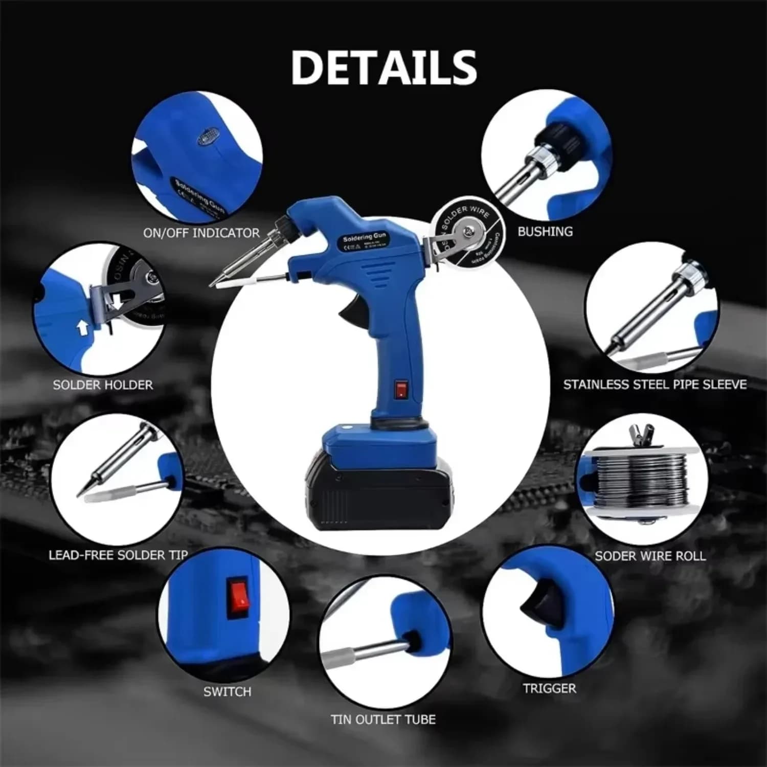 Pistola per saldatura in ceramica per riparazione fai-da-te Pistola per saldatura portatile wireless agli ioni di litio per batteria agli ioni di litio Bosch 18V Riscaldamento rapido (NO batteria)