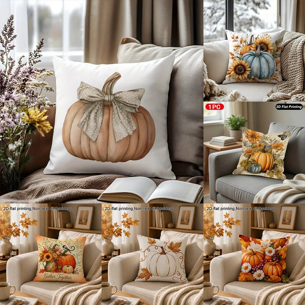 1pc Rustic Farmhouse Fall Decor 2D printing non-embroidered autumn harvest farmhouse sofa living room decoration cushion cover