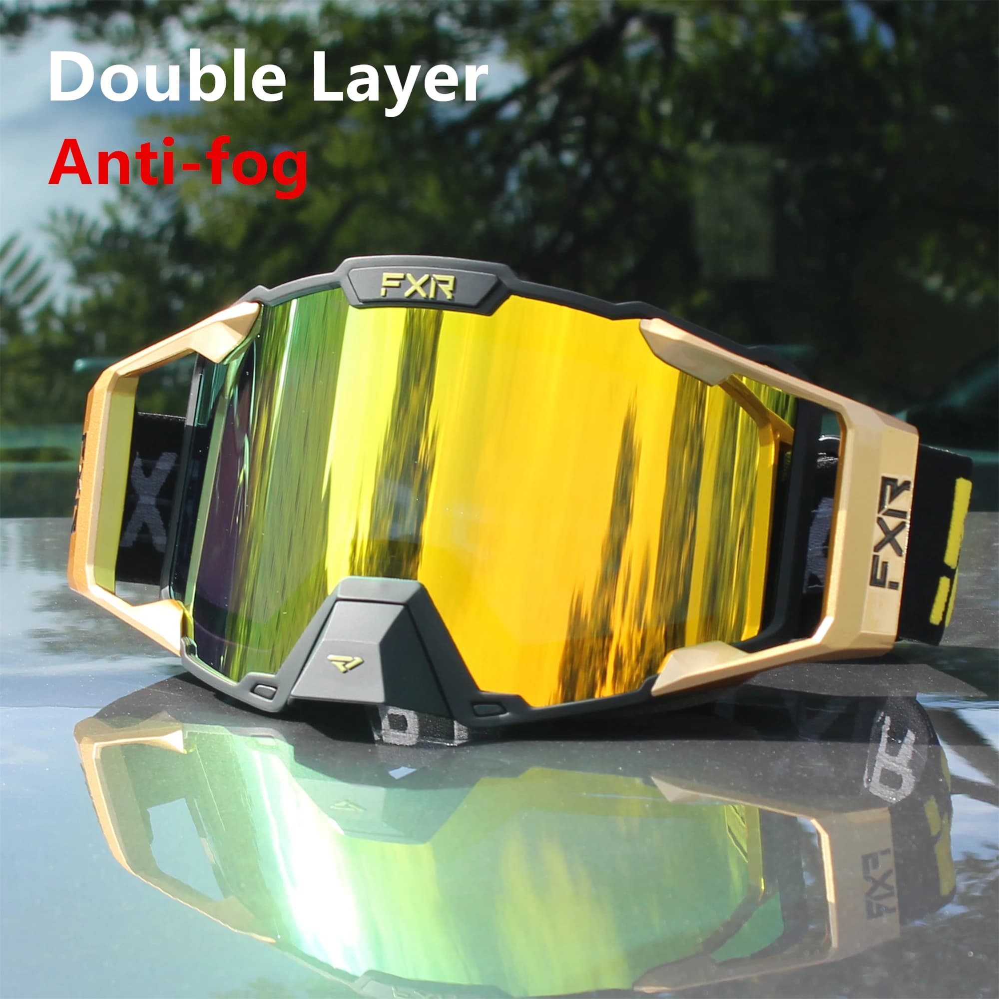 FXR Occhiali da moto Doppio strato Lente antiappannamento Occhiali da motocross Dirt Bike ATV Occhiali da sci Moto Occhiali da sole da ciclismo all'aperto