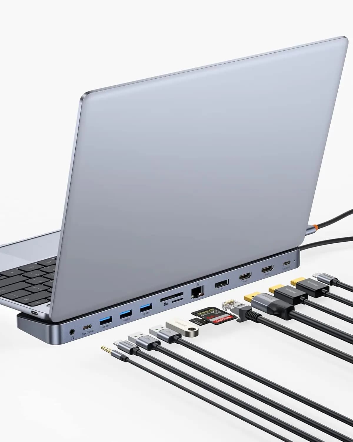 Docking Station 4K con Triplo Display, 100W PD, Ethernet Gigabit e Multi-Porte per Laptop