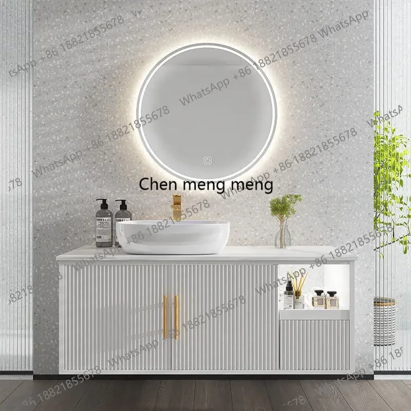 F150 Small fresh bathroom cabinet combination toilet washbasin, rock slab table basin smart mirror cabinet combination