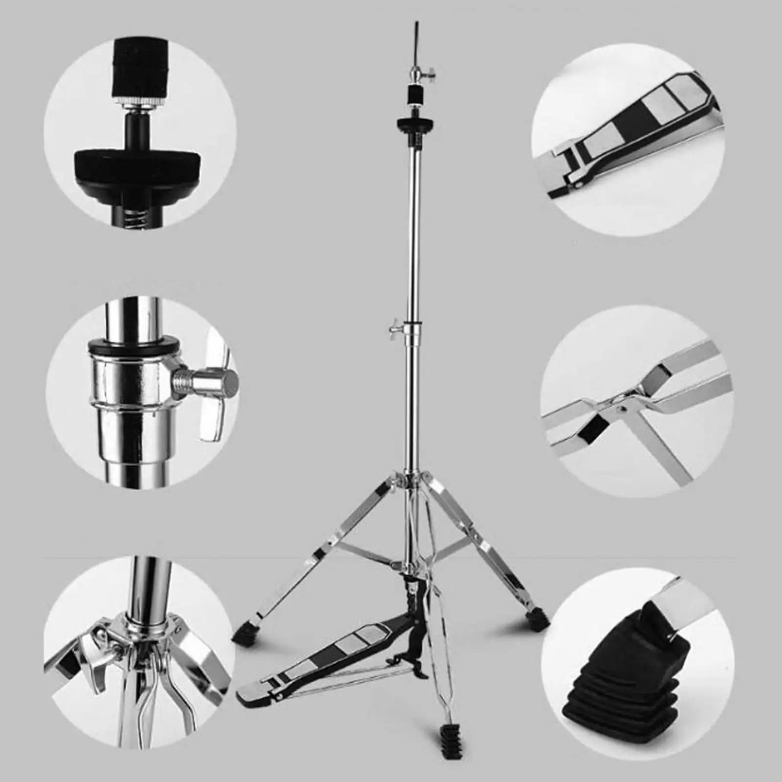Supporto per Piatti Metallici Regolabile da 100 cm, Treppiede per Hi-Hat e Pad Batteria per Performance e Pratica