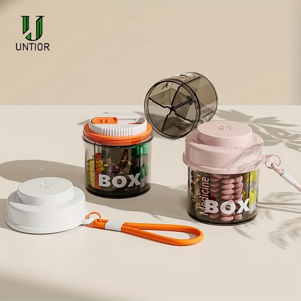 UNTIOR Wallet 4 Grills Swimwear Visual Tablets Medicine Organizer Case Travel Pills Drugs Vitamins Fish Oil Storage Dispenser
