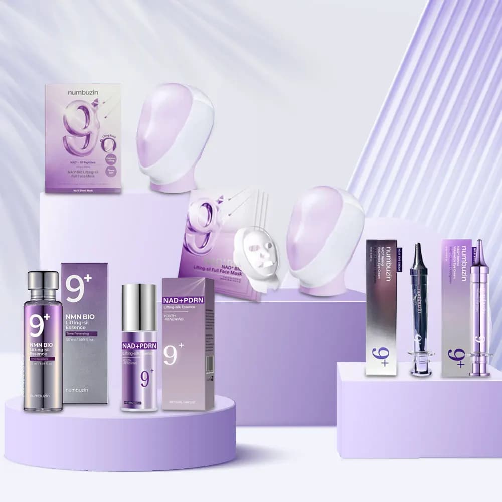 Kit Cream Eyes and Faces NO.9 NAD+PDRN Collagen Lifting and Repairer, Facial Mask, Revitalizing and Illuminating Background Treatment for Skin Care