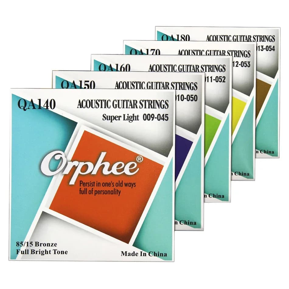 Orphee QA Series Acoustic Guitar Strings Medium Super Light Extra Light Folk Guitar Strings 85/15 Bronze Color End-Ball Strings