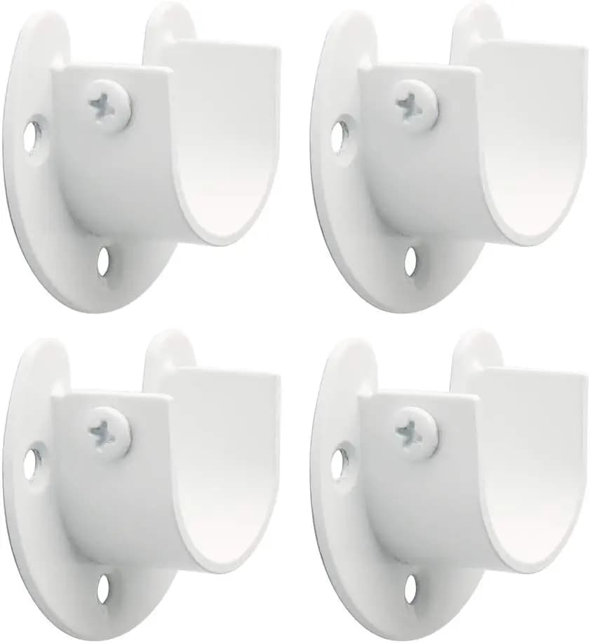 Supporto per Asta Tenda in Acciaio Inossidabile, Diametro 1'', Flangia a Parete per Aste Armadio, Aste Doccia, Resistente, Bianco