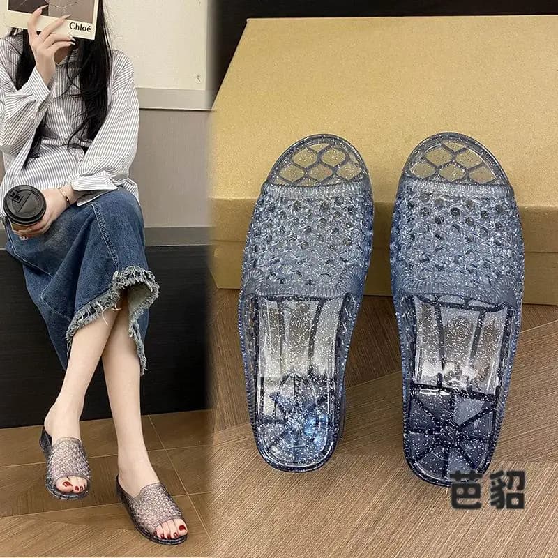 Crystal Slippers Women's Summer 2026 New Transparent Fish Mouth Plastic Indoor Home Bathroom Bath Anti-slip Cool Slippers