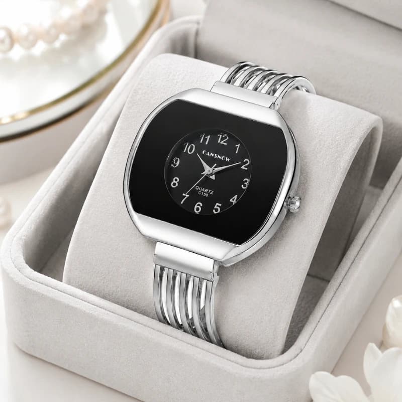 Orologio da donna vintage con bracciale aperto e cavo, orologio da polso analogico al quarzo di lusso, gioiello regalo per donna, relogio