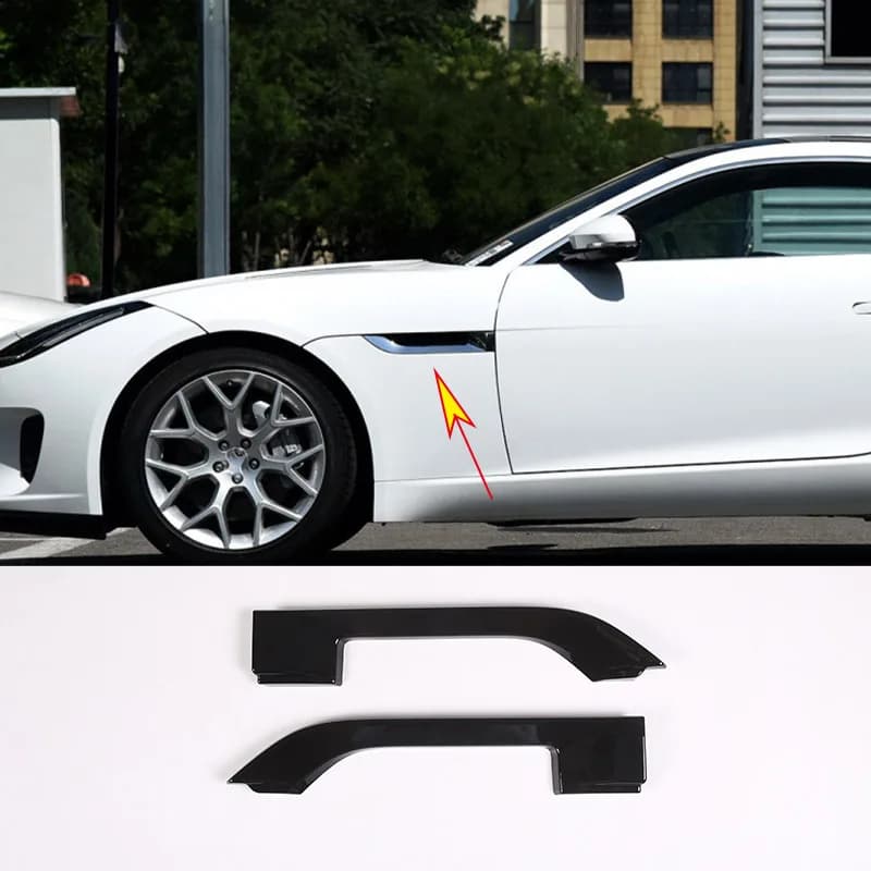 2 pezzi ABS nero lucido per Jaguar F-TYPE 2013-2024 Car Side Fender Vent Trim Cover Accessori auto