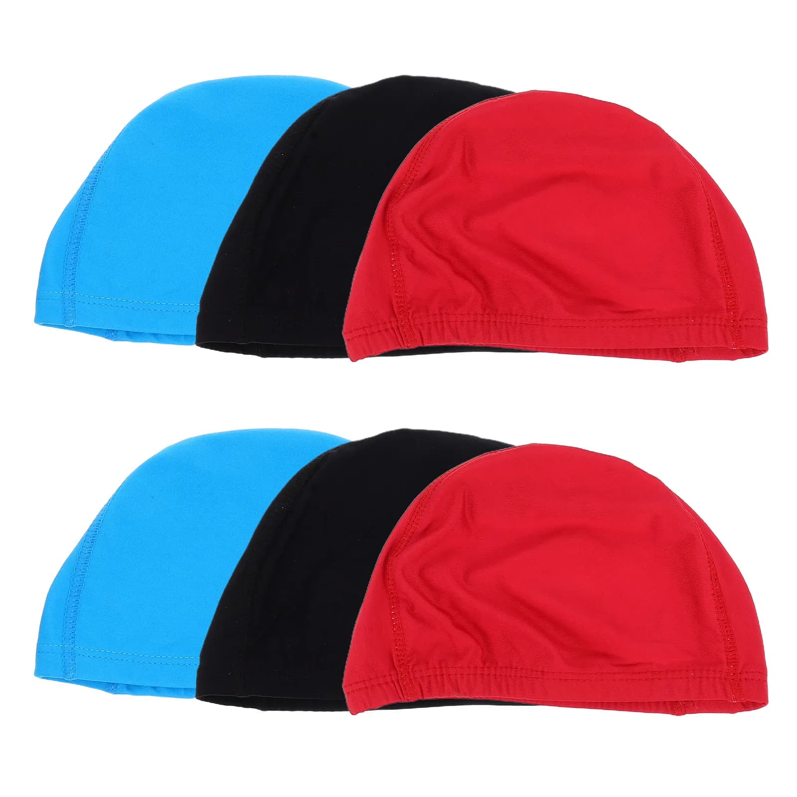 6 pieces of adult swim caps in nylon fabric, unisex elastic swimming caps, comfortable bath hats for men and women, for pool training