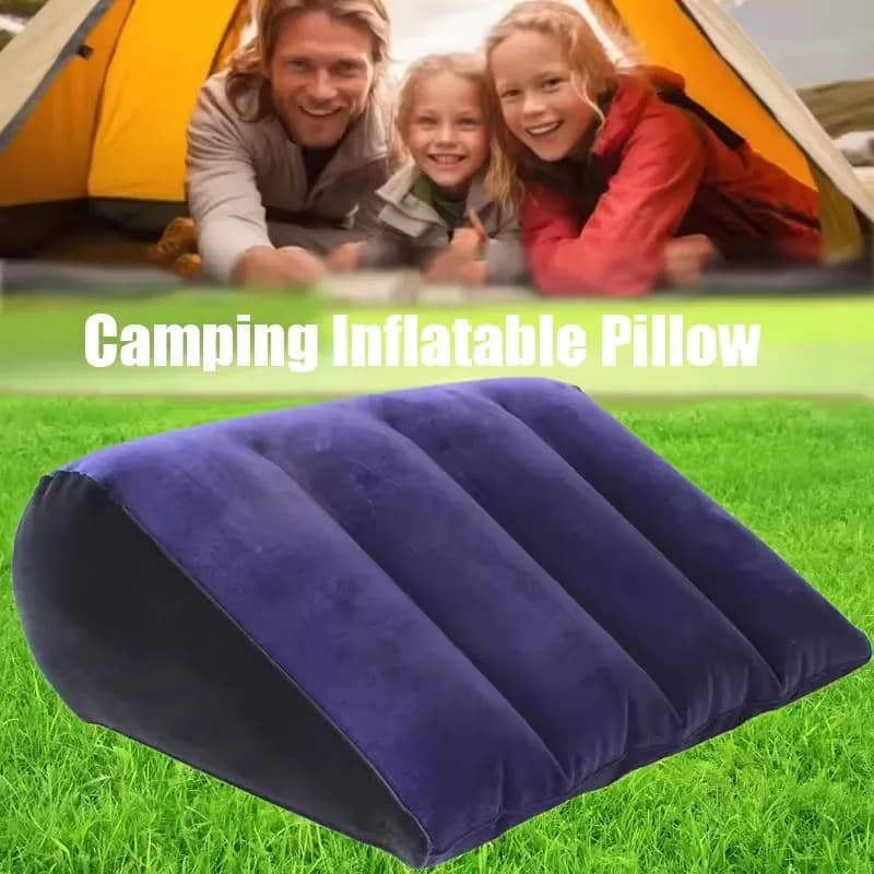 Cuscino a cuneo gonfiabile da viaggio, leggero, per supporto lombare e gambe, cuscino per yoga e campeggio
