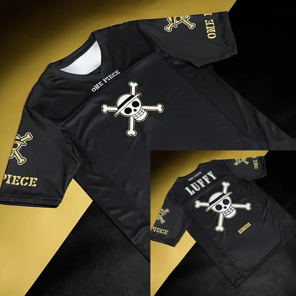 Maglia da Football Americano Unisex One Piece Luffy con Logo Teschio – Stile Streetwear Casual e alla Moda per i Fan degli Anime