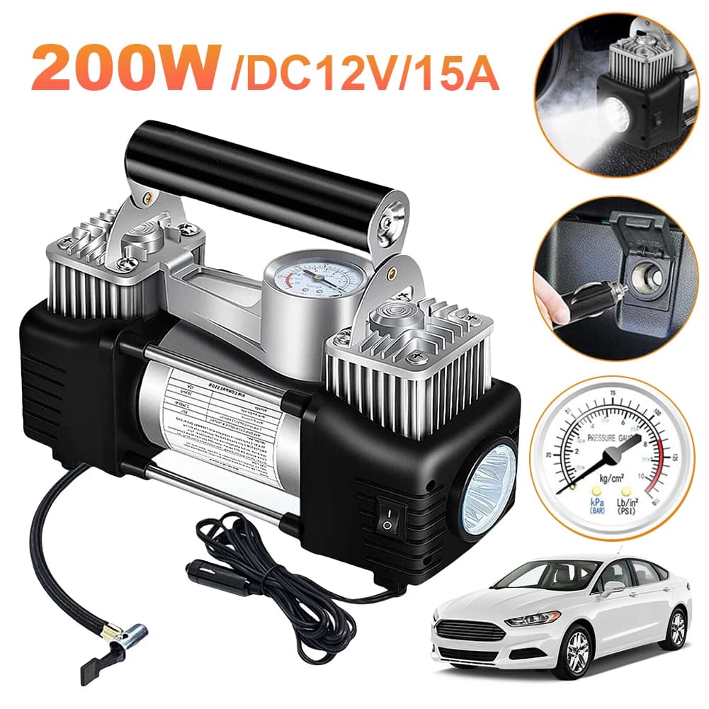 Compressore d'Aria per Auto e Camion 12V, Gonfiatore Elettrico per Pneumatici 150PSI, Compressore d'Aria Portatile a Doppio Uso