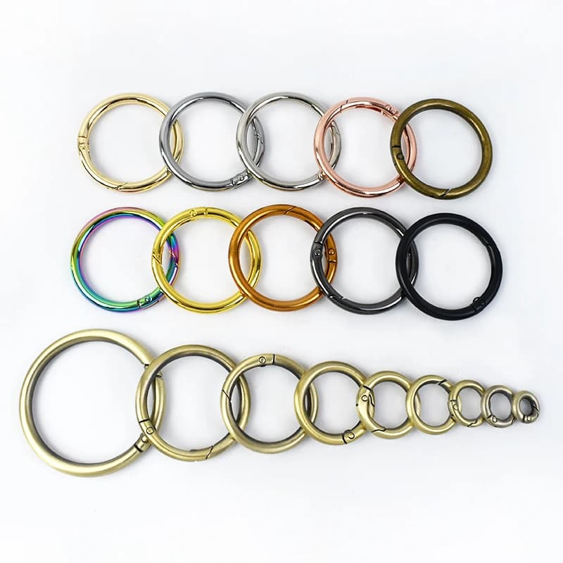 20 Pezzi Moschettoni a Molla in Metallo da 10-50mm, Anelli a O Apribili, Ganci per Portachiavi, Connettori per Catene per Cani, Fibbie per Borse, Accessori Hardware