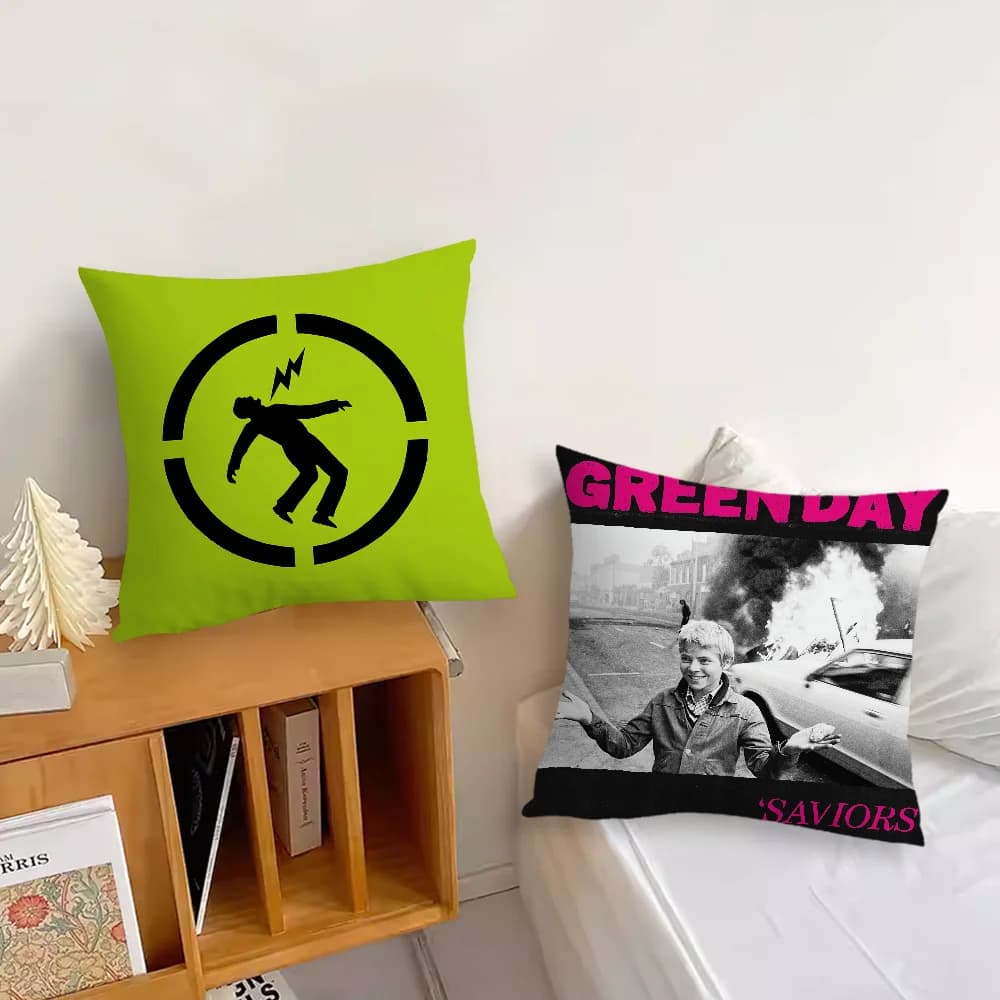 Rock Band Green Day Salaviors Federa per cuscino Divano Soggiorno Camera da letto Testiera Cuscino per schienale Cuscino quadrato Tempo di pisolino