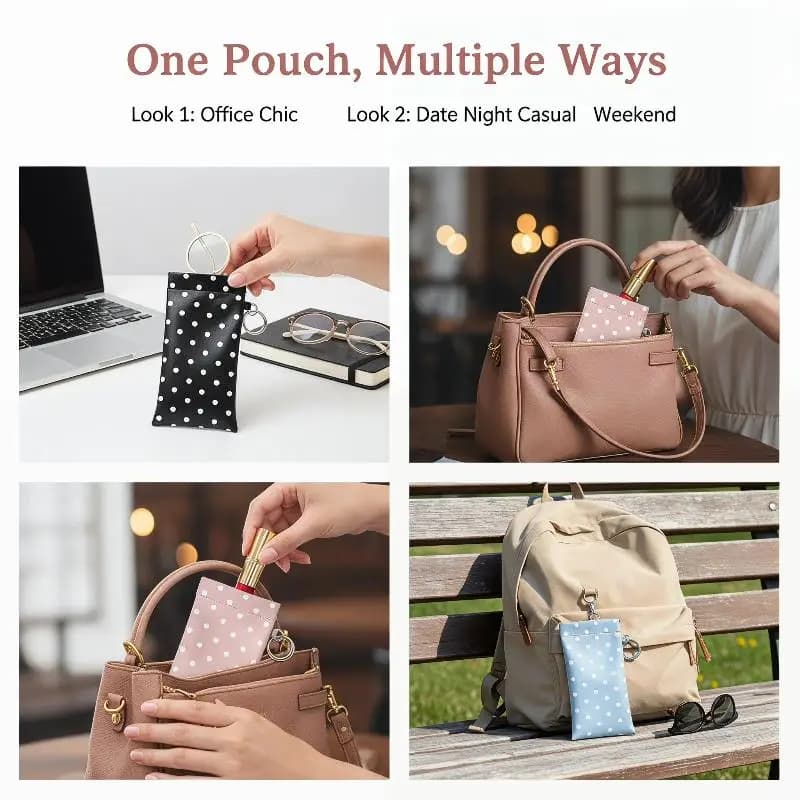 Polka Dotted Sunglasses Pouch Durable Eyeglass Case Ideal for On-the-Go Protection