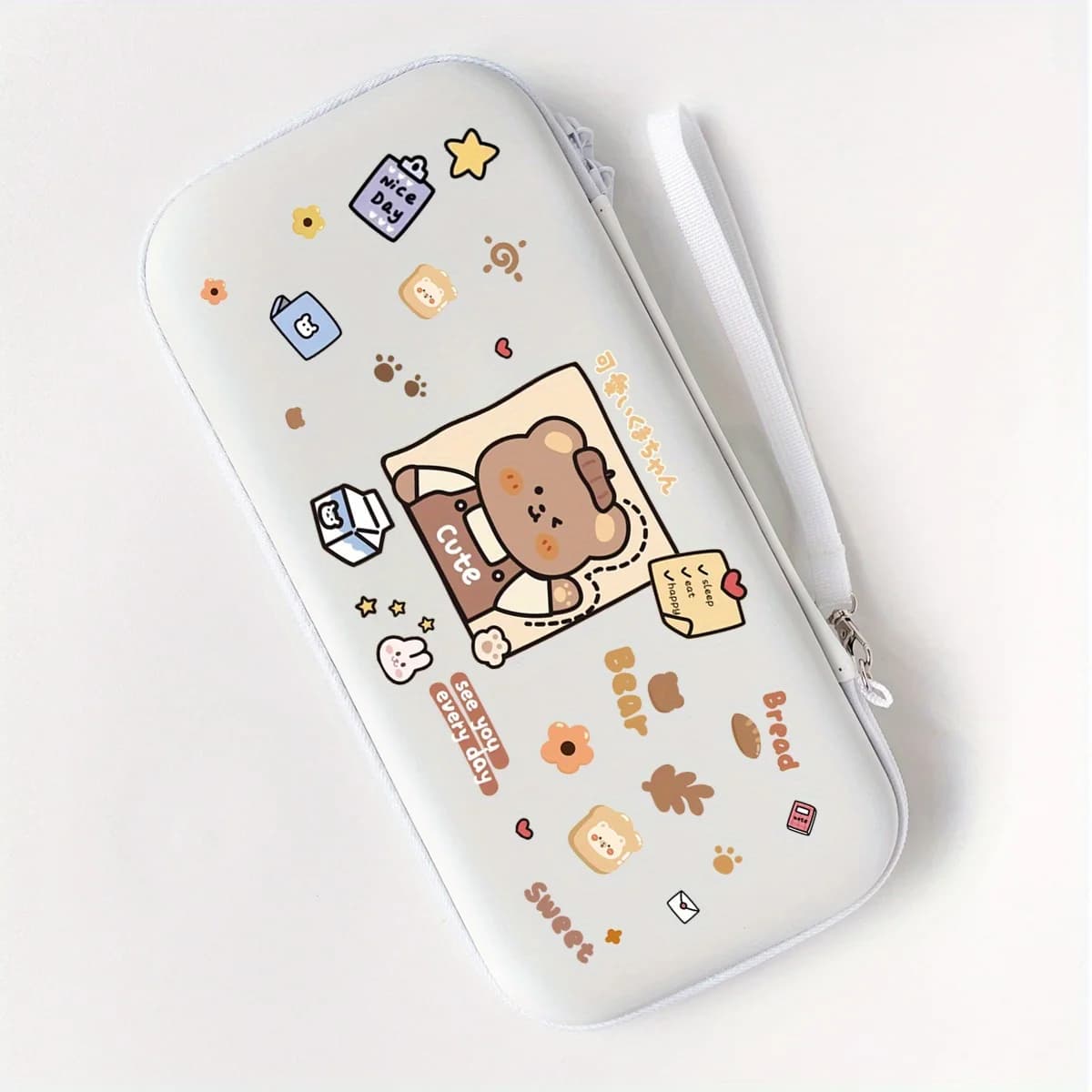 Simpatica borsa portaoggetti con coniglio orso per Nintendo Switch Custodia da viaggio portatile Borsa portaoggetti per accessori per console di gioco Nintendo Switch Lite