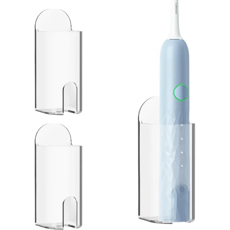 Supporto da parete per spazzolino elettrico, design autoadesivo in plastica con slot per presa, organizer trasparente per il bagno