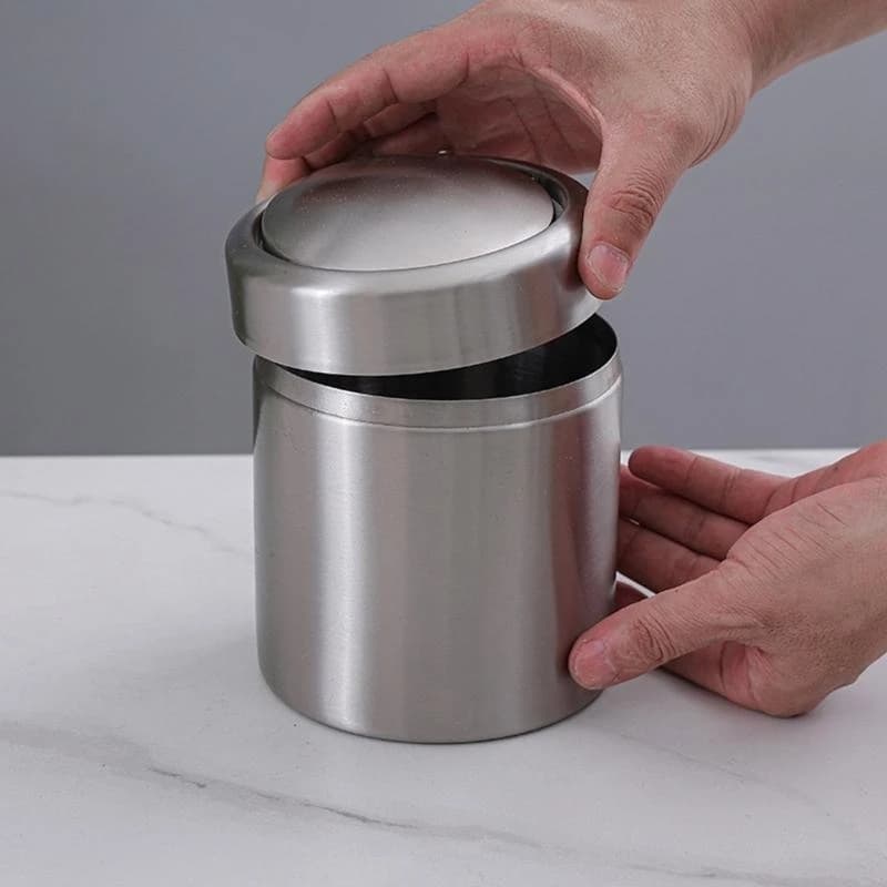 J0MC Small Cointop Cestino con/senza cestino in acciaio inossidabile per coperchio inossidabile 1.5L