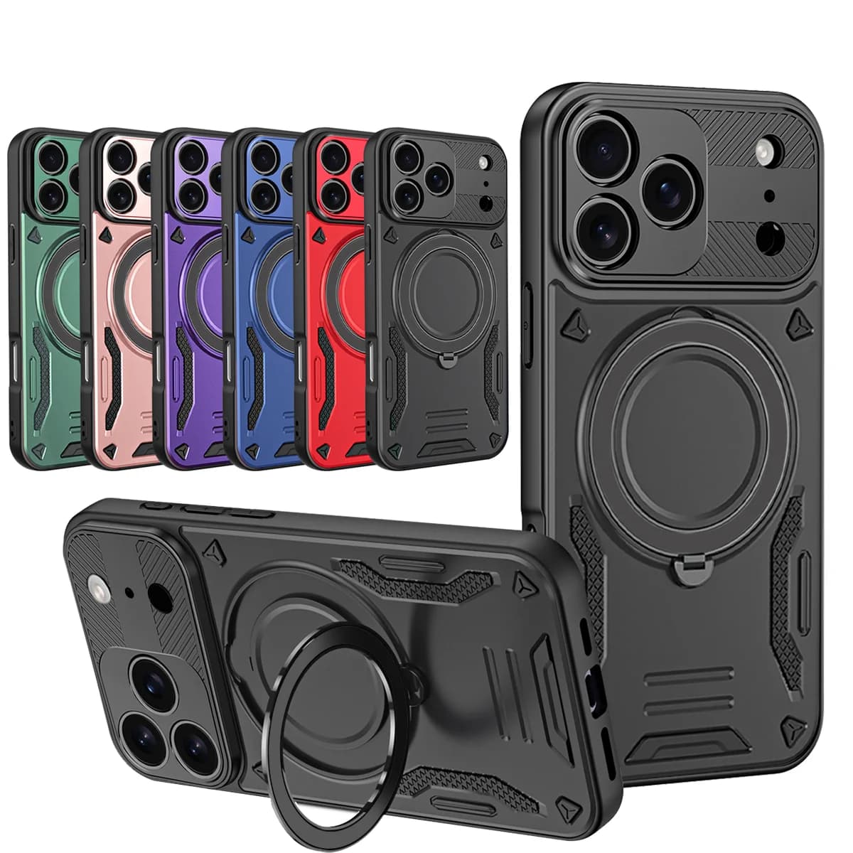 360 ° Custodia Protettiva Magnetica Girevole Antiurto con Supporto per Apple iPhone 11 12 13 14 15 16 17 Pro Max Plus 16e Air