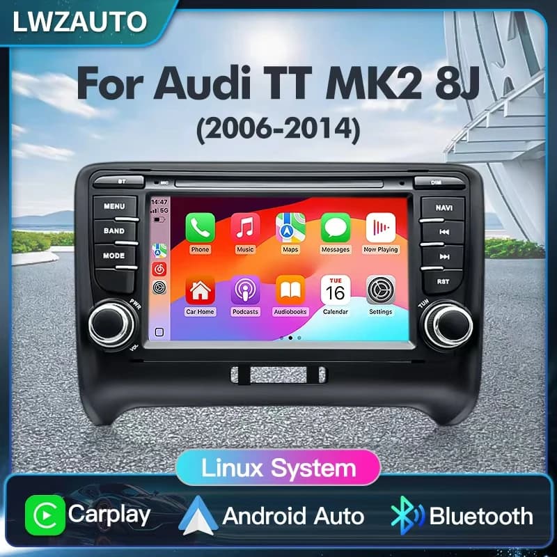Per Audi TT MK2 8J (2006–2014) 7 pollici Linux Car Stereo 2025 Wireless CarPlay Android Auto GPS FM DSP Sistema Bluetooth