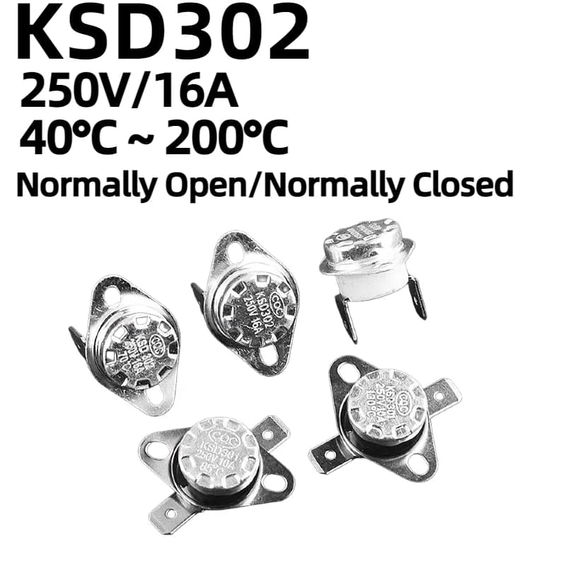 KSD302 16A 250V 40-180 Degree Ceramic KSD Normally Closed Temperature Switch Thermostat 45 55 60 65 70 75 80 85