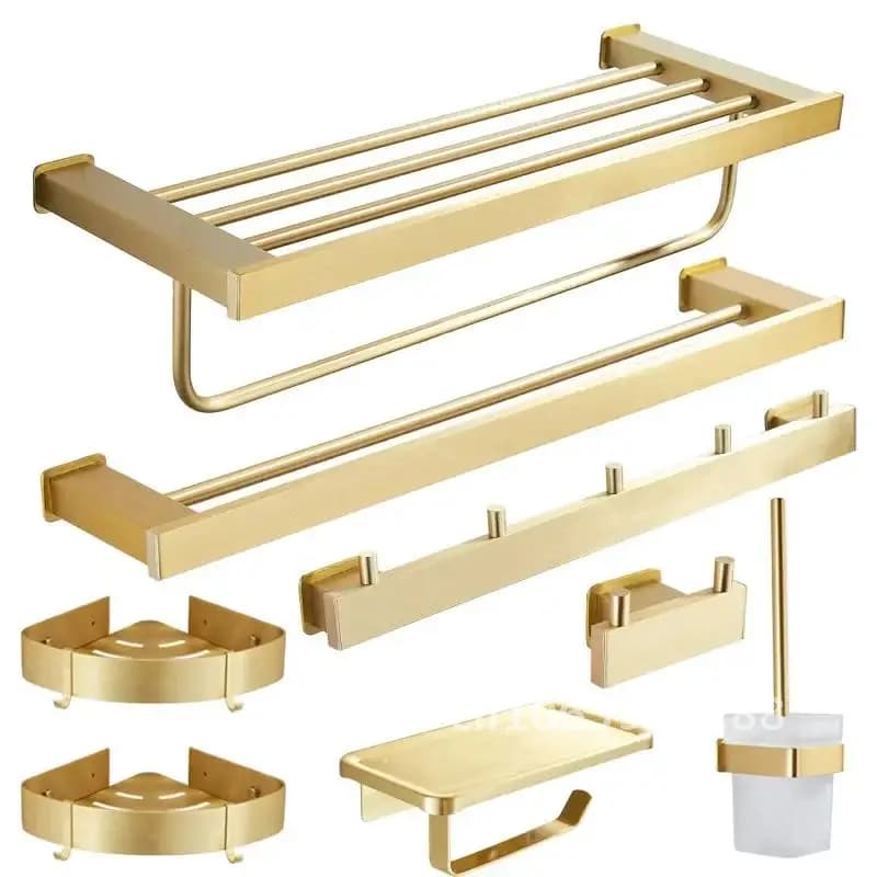 spazio oro portasciugamani in alluminio spazzolato bagno parete bagno hardware rack portasciugamani portasciugamani montato ciondolo asciugamano