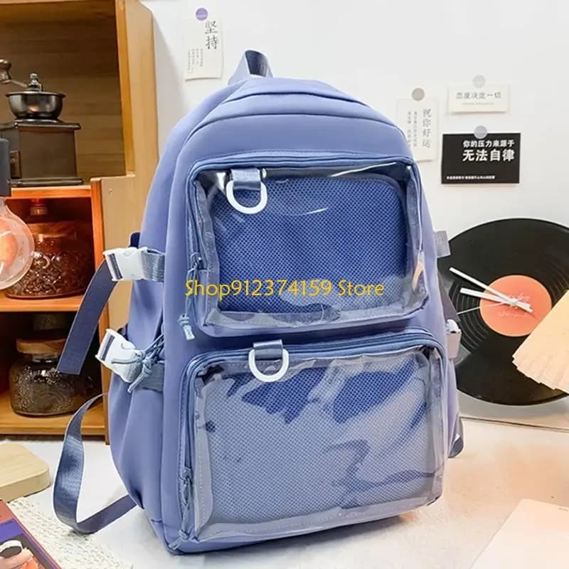 G5AE Zaino Itabag in nylon trasparente per adolescenti adulti con tasche trasparenti Zaino alla giapponese Borsa da scuola
