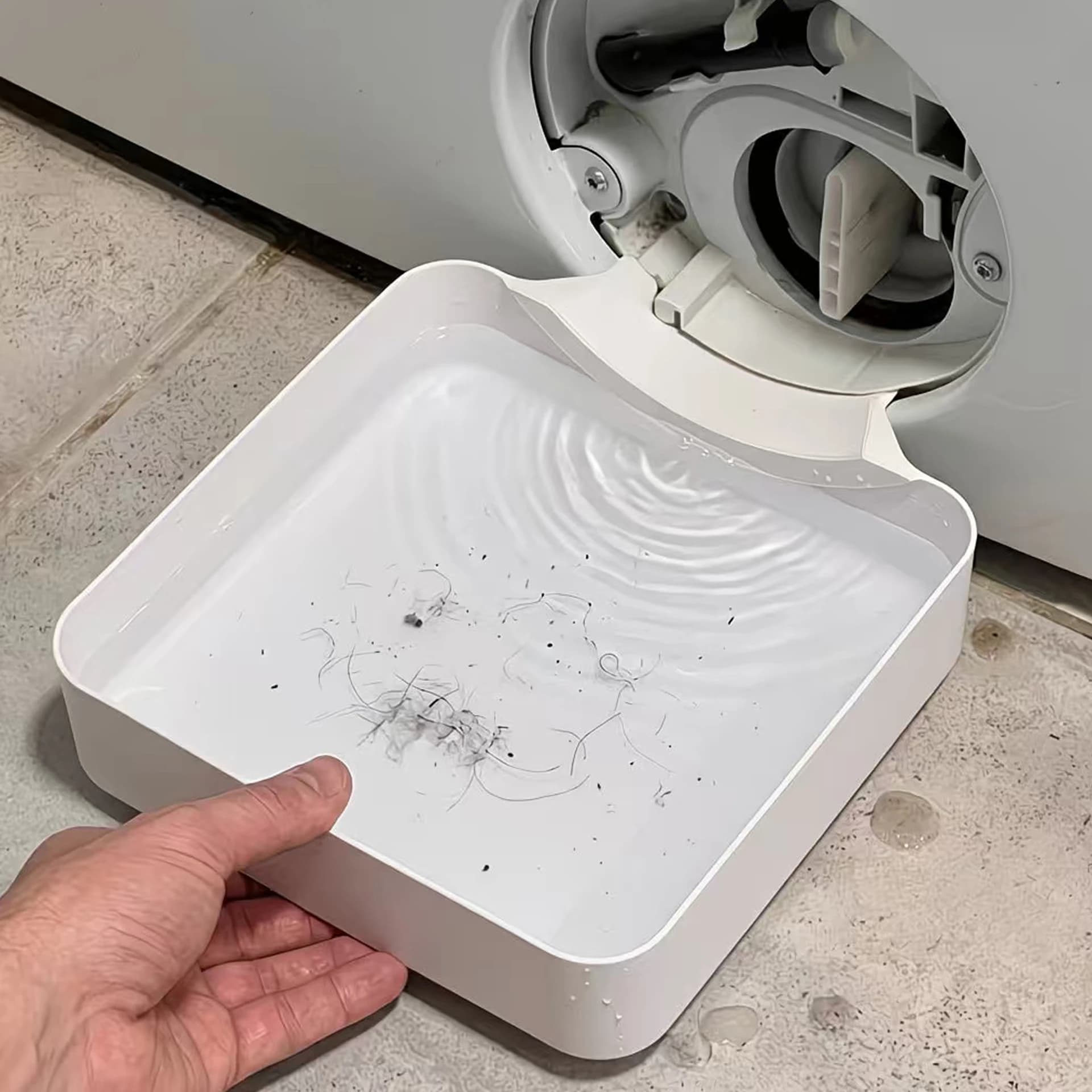 Washing Machine Drain Funnel - A Drip Tray for Cleaning Lint Filters, Preventing Leaks in the Laundry Room
