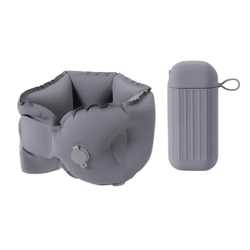 Cuscino da viaggio gonfiabile a forma di U traspirante con scatola portaoggetti, facile da trasportare, morbido e confortevole