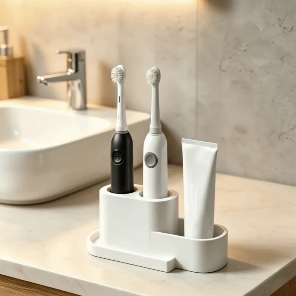 Detachable Toothbrush Holder Easy Clean Multi-functional Storage Rack Compact Multi-Purpose Toiletries Storage Organizer