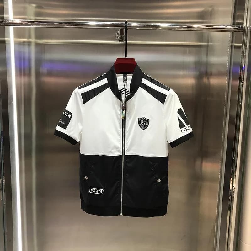 Slim Fit Short Sleeve Zipper Collar Ice Silk Shirt Men's T-Shirt Jacket Lightweight Breathable Summer Fashion Brand