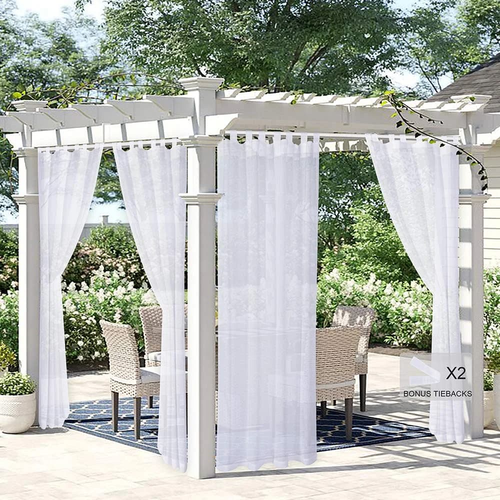 Pannello per tende per interni/esterni in tinta unita trasparente con linguetta adesiva staccabile resistente alle intemperie per portico, pergola, patio, terrazza