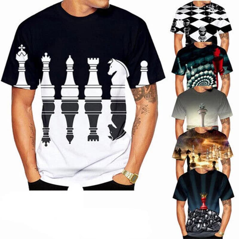 Maglietta grafica di scacchi con stampa 3D magliette Streetwear magliette Casual a maniche corte da uomo da donna magliette a scacchi per bambini oversize estive