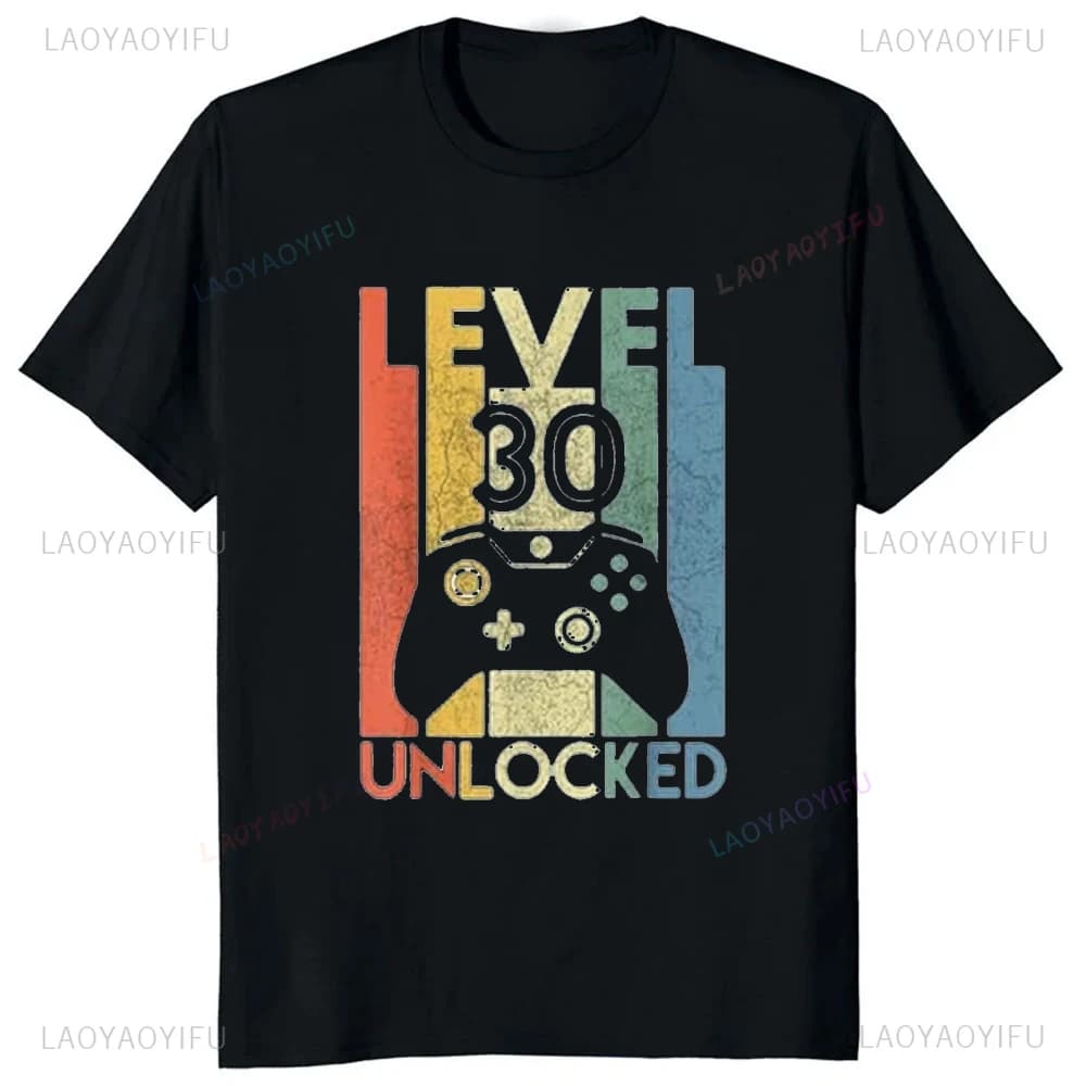 Divertente Video Gamer Graphic Level 30 sbloccato TShirt Casual Fashion Birthday Gift t-shirt uomo Streetwear Hipster allentato Soft Tees