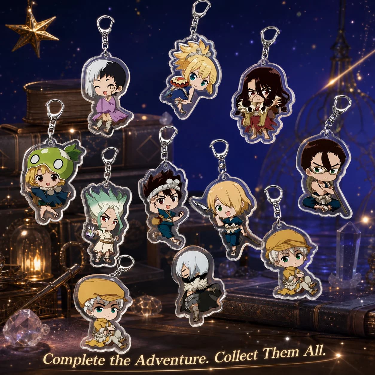 Dr Stone Senku Ishigami Kohaku Double Sided Acrylic Keychain Anime Cartoon Backpack Pendant Japanese Merchandise Fashion Gift