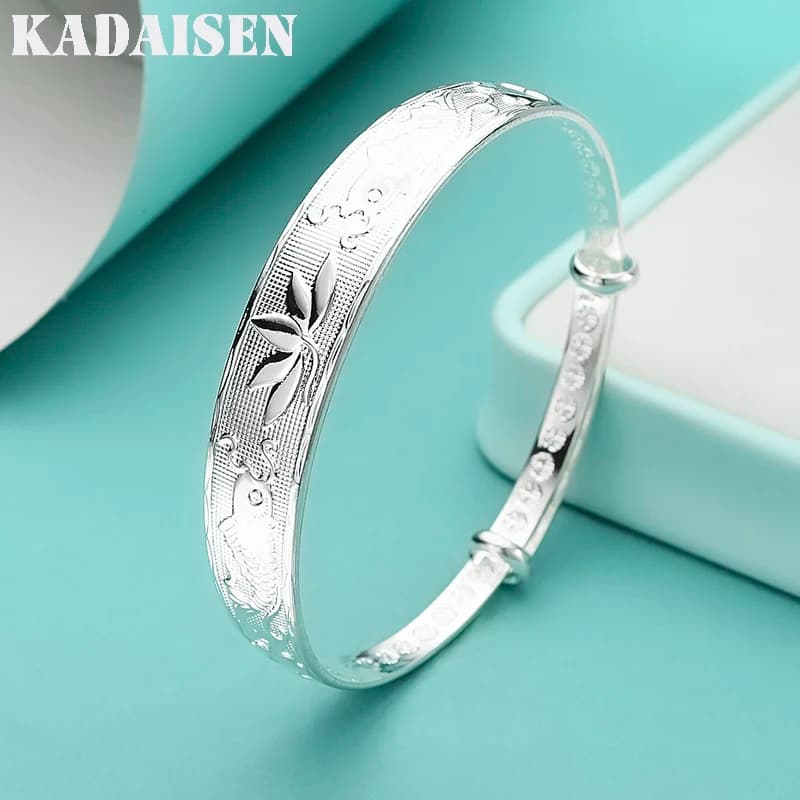 Bracciali e Braccialetti in Argento Sterling 925 con Motivo Pesci e Loto, Gioielli alla Moda per Donne, Ideali per Feste e Matrimoni