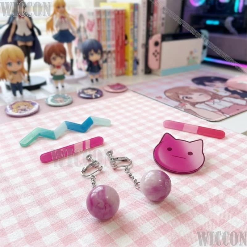 Nakamachi Arale virtual idol BanGDream Anime Cosplay Hairclip Earring Ear Clip Ear Stud Prop Set Woman Halloween Party Outfit