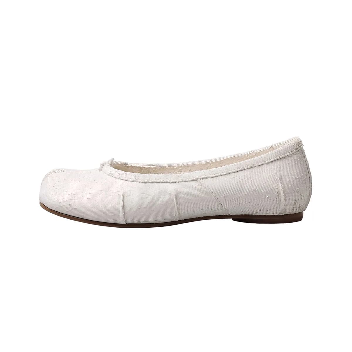 Arden Furtado Spring White cowhide Split toe shoes Flat Shoes Round Toe Pull-on Small leather shoes Commuter shoes Single shoe