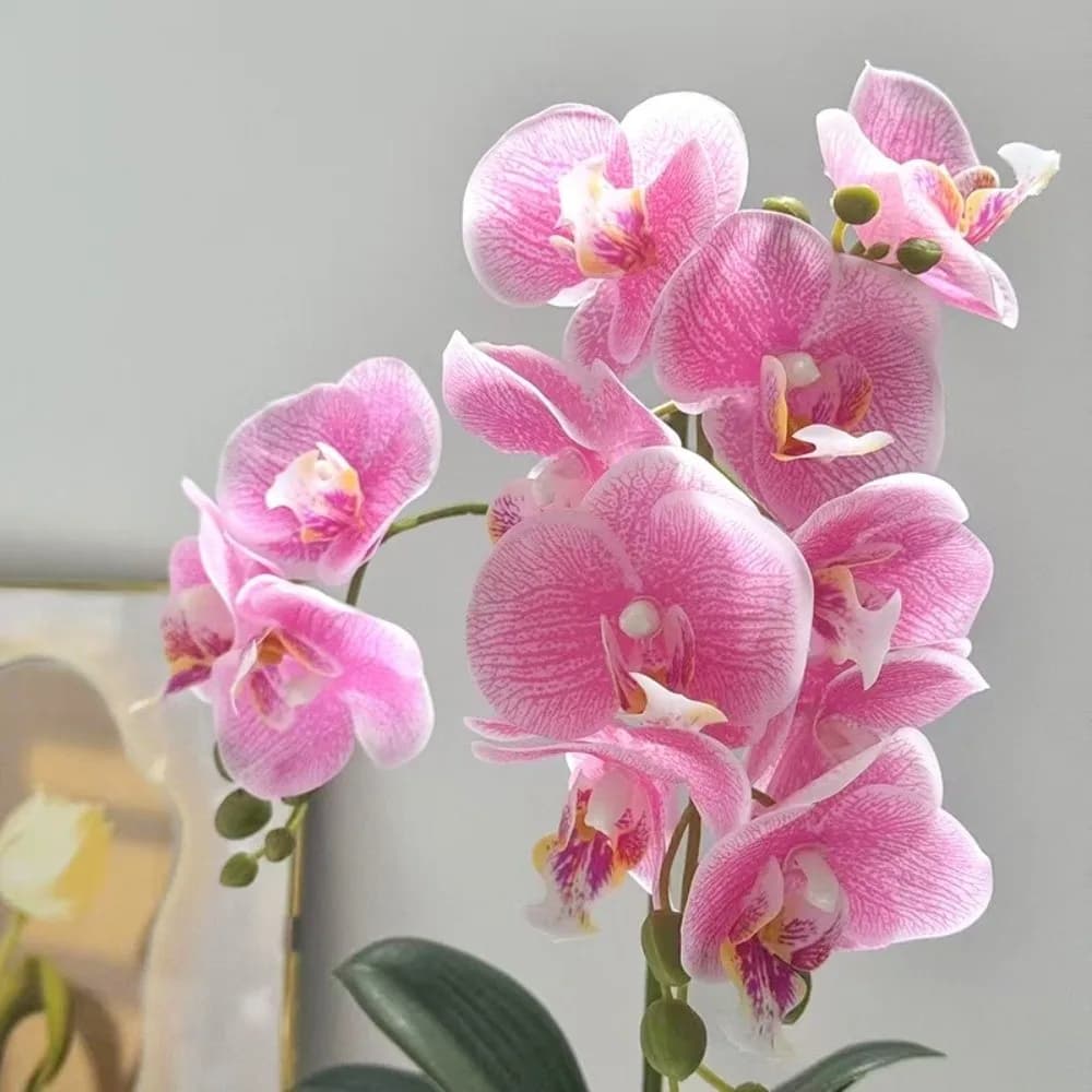 Orchidea a Farfalla Simulata Multi-Fiore, Vaso Bianco Fai-da-te, Piante Artificiali, Fiori Finti, Bonsai di Orchidea Artificiale
