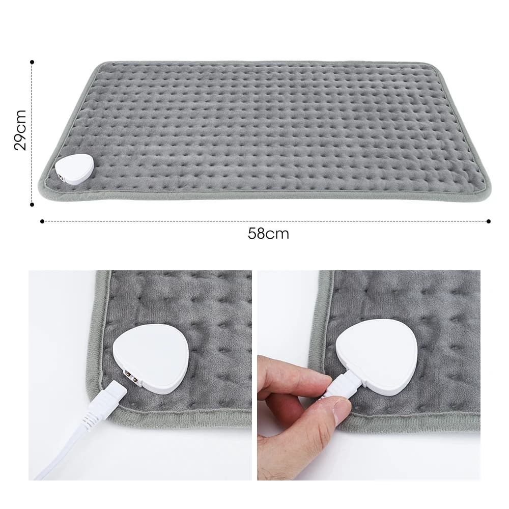 Coperta Elettrica Riscaldante 58*29CM, Tappetino Termico Invernale per Letto e Divano, Cuscino Riscaldante per Casa