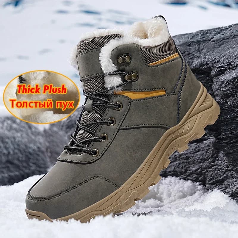 Boots With Fur Plus Size 39-48 Hiking Men Non-slip Outdoor Sneakers High Top Warm Shoes Super Warm Winter Snow