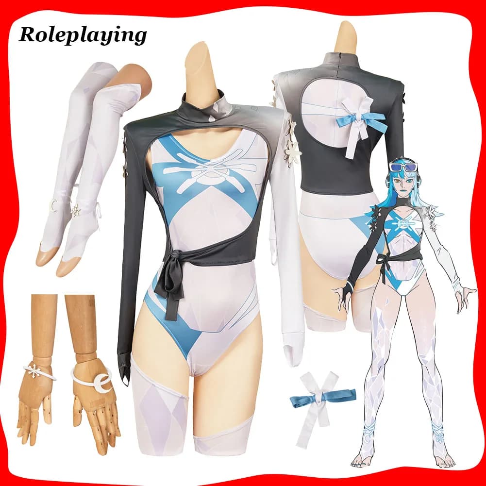 Luna Snow Cosplay Costume da bagno blu Set Costume Gioco Rivals Seol Hee Gioco di ruolo Tuta Abbigliamento Donna Vestito da festa di carnevale di Halloween