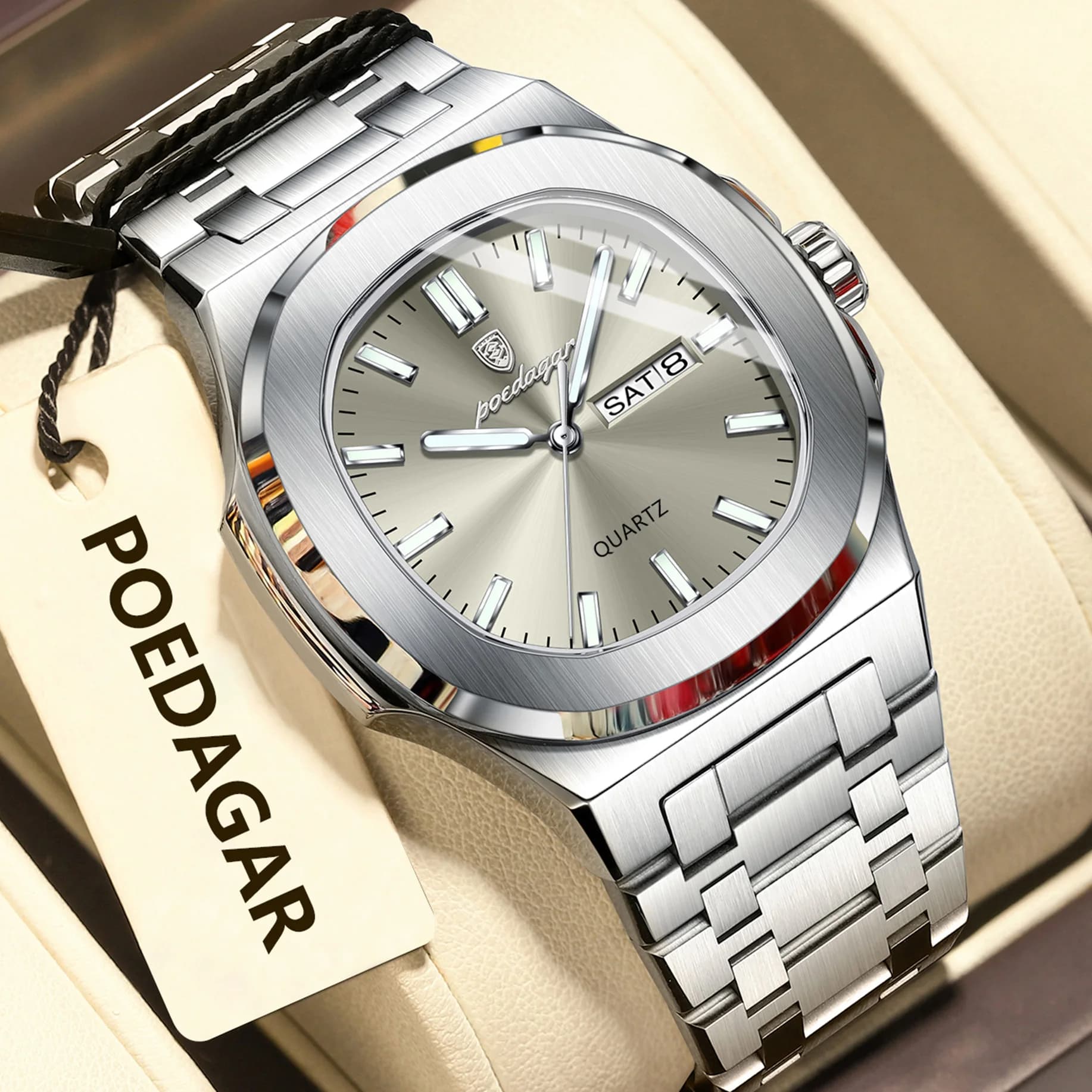 POEDAGAR Orologi da uomo originali alla moda Orologio da uomo al quarzo di lusso da uomo con data luminosa impermeabile e settimana