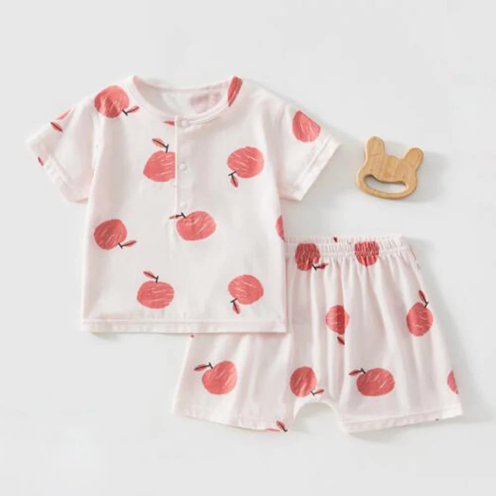 Completo Boutique per Neonato 100% Cotone, Camicia a Maniche Corte e Pantaloncini, Set Estivo Leggero di 2 Pezzi per Bambina