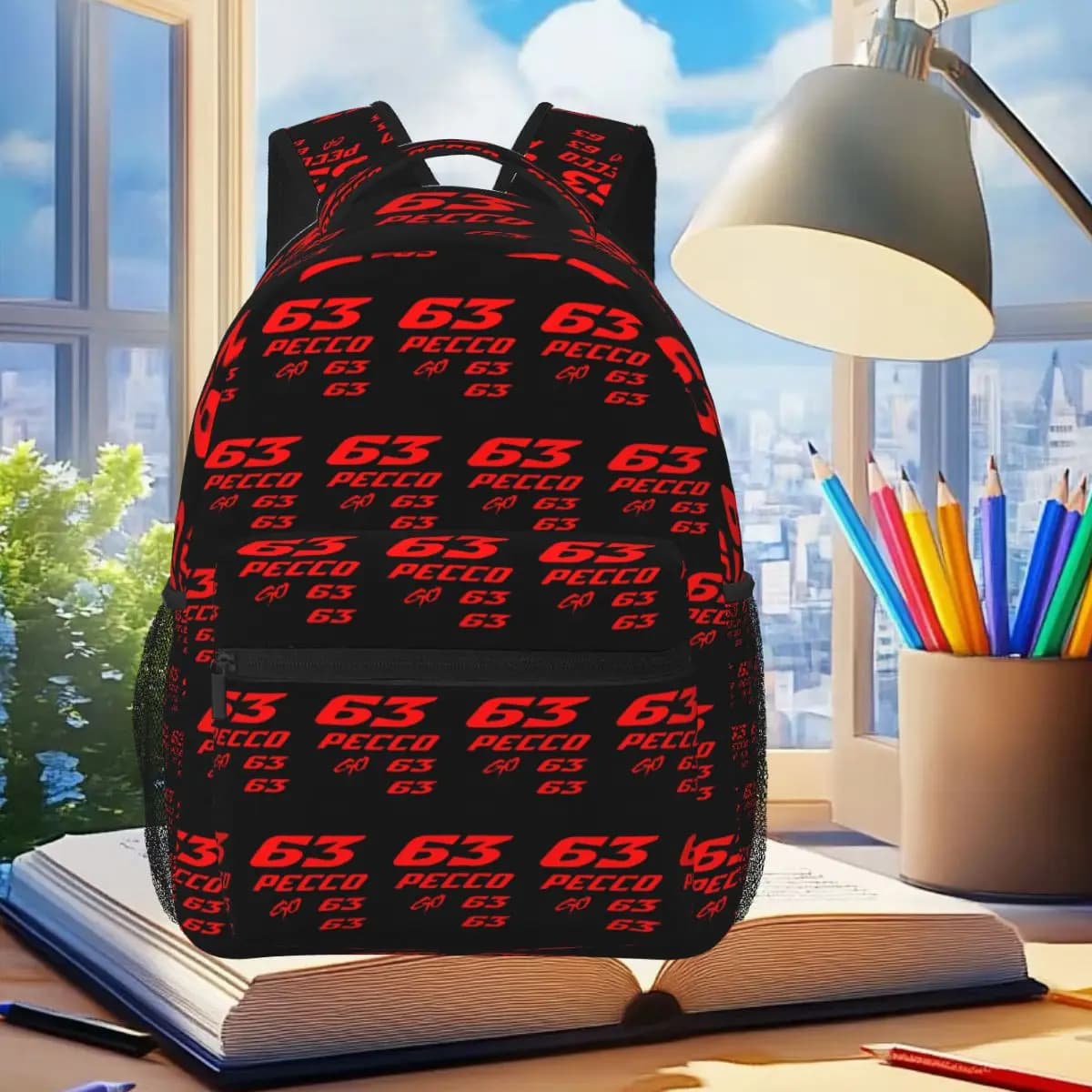 Pecco Bagnaia 63 Zaino Studente Ragazzi Ragazze BookBag Borsa da scuola per bambini Borse a tracolla per laptop per uomo Donna