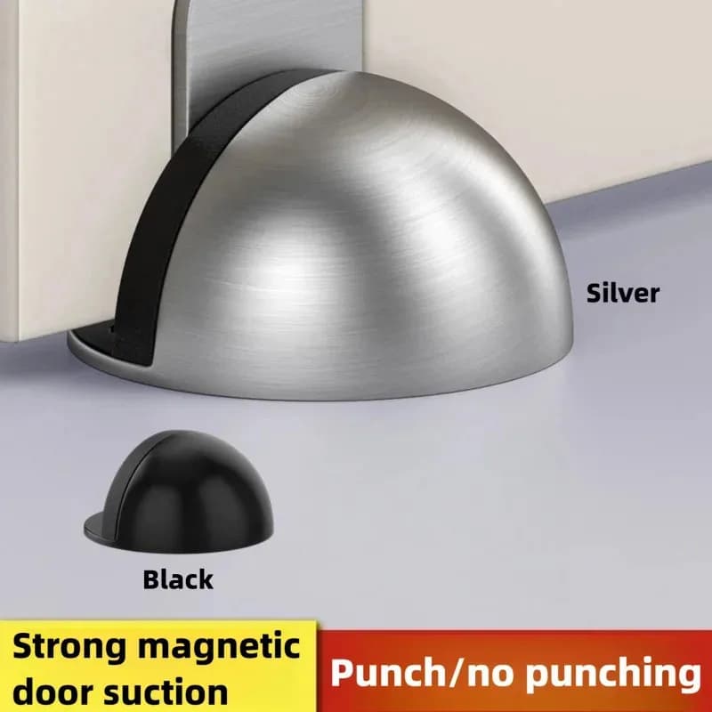 Fermaporta Magnetico in Acciaio Inossidabile - Supporto Adesivo Nascosto Senza Foratura per Pavimento in Gomma, per Sicurezza Domestica Senza Chiodi