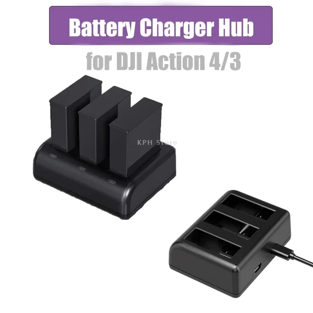 Hub caricabatteria per DJI OSMO Action 4 Camera Intelligent 3-Channel Charger Hub per DJI Action 4 3 accessori per Action cam